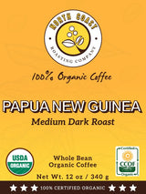 North Coast Roasting Company, Medium Dark Roast, Low Acid Organic Coffee, Whole Bean, Single Origin - Papua New Guinea, USDA Certified Organic Coffee