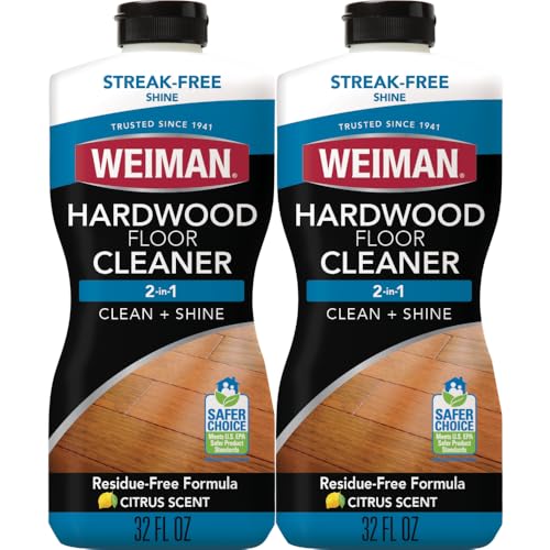 Weiman Hardwood Floor Cleaner for Finished Hardwood, Engineered Flooring, Vinyl & Laminate Surfaces - Streak-Free Shine, No Residue - 32 oz (2 PACK)