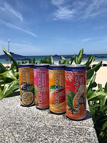 Blue Monkey Sparkling Mango Juice - Real Fruit Juice, No Sugar Added, All Natural, Lightly Carbonated, Halal Certified - Refreshing Tropical Sparkling