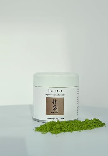 TEA-HAVA: CERTIFIED JAPANESE ORGANIC Matcha Superior Ceremonial Blend - Authentic Japanese First Harvest Ceremonial Grade AA (100% Organic) Matcha