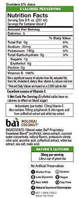 Bai Cocofusions Molokai Coconut, Antioxidant Infused Beverage, 18 Fl. Oz. Bottles (Pack of 6)
