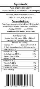 Virgin Extracts (TM) Pure Premium Organic Freeze Dried Strawberry Extract Powder 25:1 Concentrate SuperFood (25 x Stronger) 16oz Pouch (454 Grams)