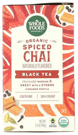Whole Foods Market, Organic Spiced Chai Black Tea, 20 Count