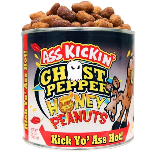 KICKIN’ Ghost Pepper Spicy Hot Peanuts - 12oz - Ultimate Spicy Gourmet Gift Peanuts - Try if you dare!