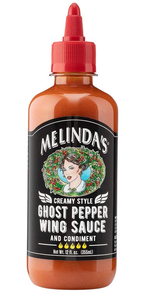 Melinda’s Ghost Pepper Wing Sauce - 12 Oz, 1 Pack - Gourmet Spicy Hot Sauce - Made with Fresh Ingredients, Ghost Peppers (Bhut Jolokia), Habanero