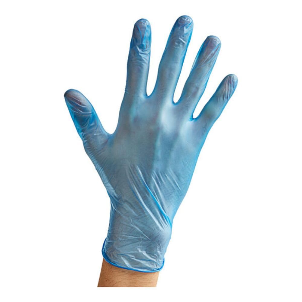 Lakesstory Disposable Gloves Clear Powder-Free Disposable Vinyl Gloves for Foodservice Large Size Pack of 100 Blue Vinyl Gloves - Pack of 100