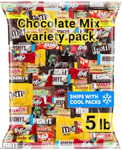 Chocolate Assorted Bulk Candy Variety Pack 5lb - Mini Chocolate Bars, Milk & Dark Chocolate Mix - Individually Wrapped Bulk Candy for Office Snacks