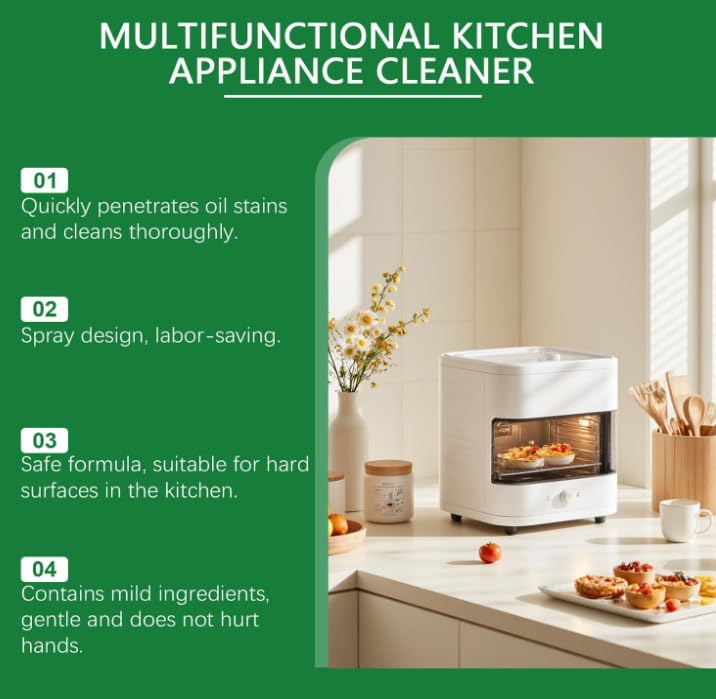 Multifunctional Kitchen Appliance Cleaner, Natural Kitchen Cleaner Spray, Daily Kitchen Multi-surface Cleaning Mild Spray,Fast-Acting & Deep Clean