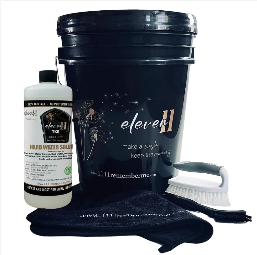 1111 remember me 1111TKO - Acid-Free Hard Water & Mineral Stain Remover for Gravestones - 6-Piece Professional Grave Cleaning Supplies Set