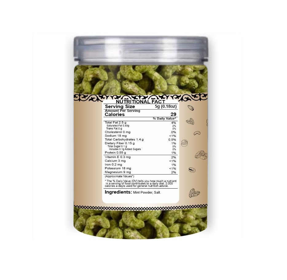 EDZZEL Pudina Cashew Snacks | Roasted & Lightly Seasoned Mint Flavored Cashews