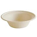 Perfectware 100% Compostable 12 oz. Paper Bowls 125 Count Heavy-Duty Bagasse. Eco-Friendly Biodegradable Made of Sugar Cane Fibers.