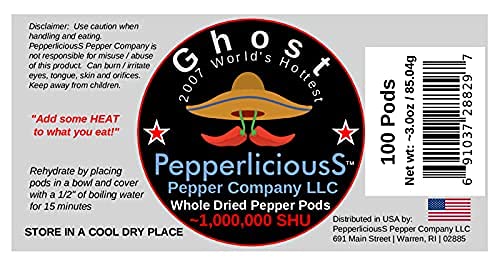 100 Whole Dried GHOST Chili Pepper Pods