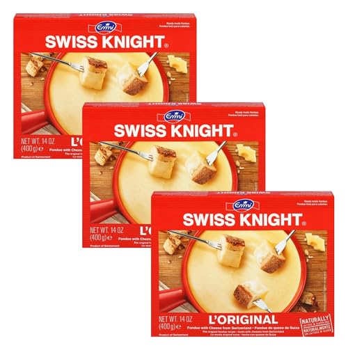 Swiss Knight Cheese Fondue L’Originale, 14 oz | Authentic Swiss Cheese Fondue | Non-GMO | Naturally Lactose & Gluten Free | Product of Switzerland