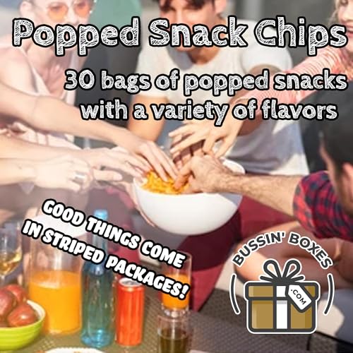 Popped Snack Variety Pack - 30 Count Snack Box with Air-Popped and Crunchy Chip Alternatives - Individually Wrapped Bags Assembled by Bussin Boxes