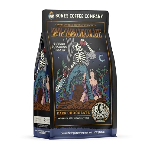 Bones Coffee Company Army of the Dark Chocolate Flavored Coffee, Medium Roast Low Acid Arabica Beans Compatible with Auto drip and French Press Coffee