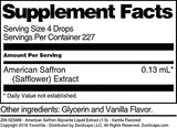 American Saffron Glycerite Liquid Extract (1:5) - Vanilla Flavored (1 oz, ZIN: 523468)