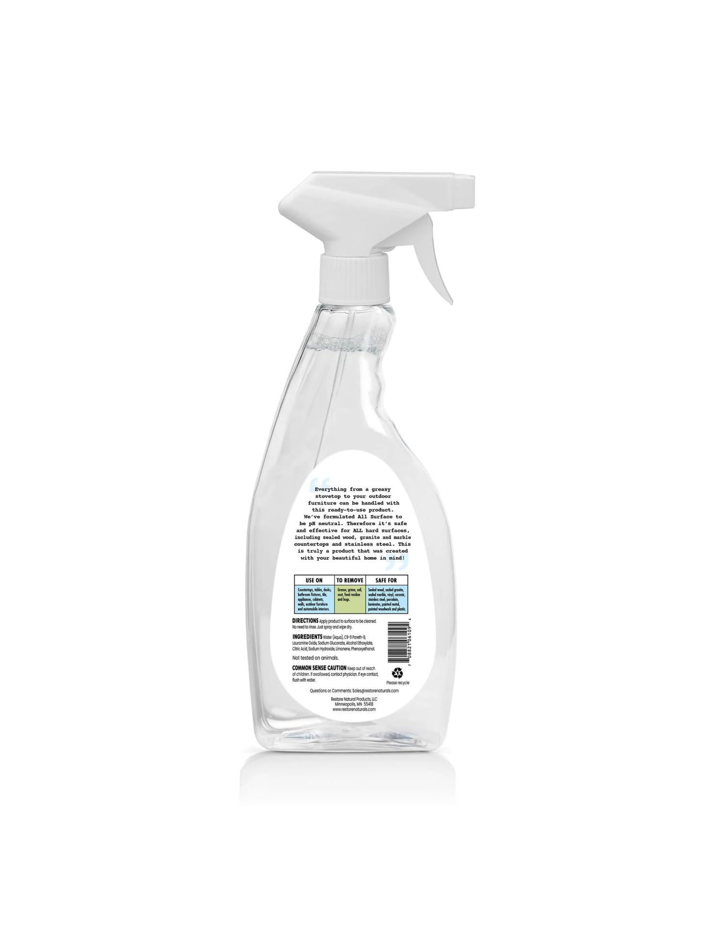 Restore Naturals All Surface Household Outdoor, Furniture, Car, Table Top, Tiles, Floor and Bathroom No Scrub Multi Use Cleaner - 22 fl. oz.