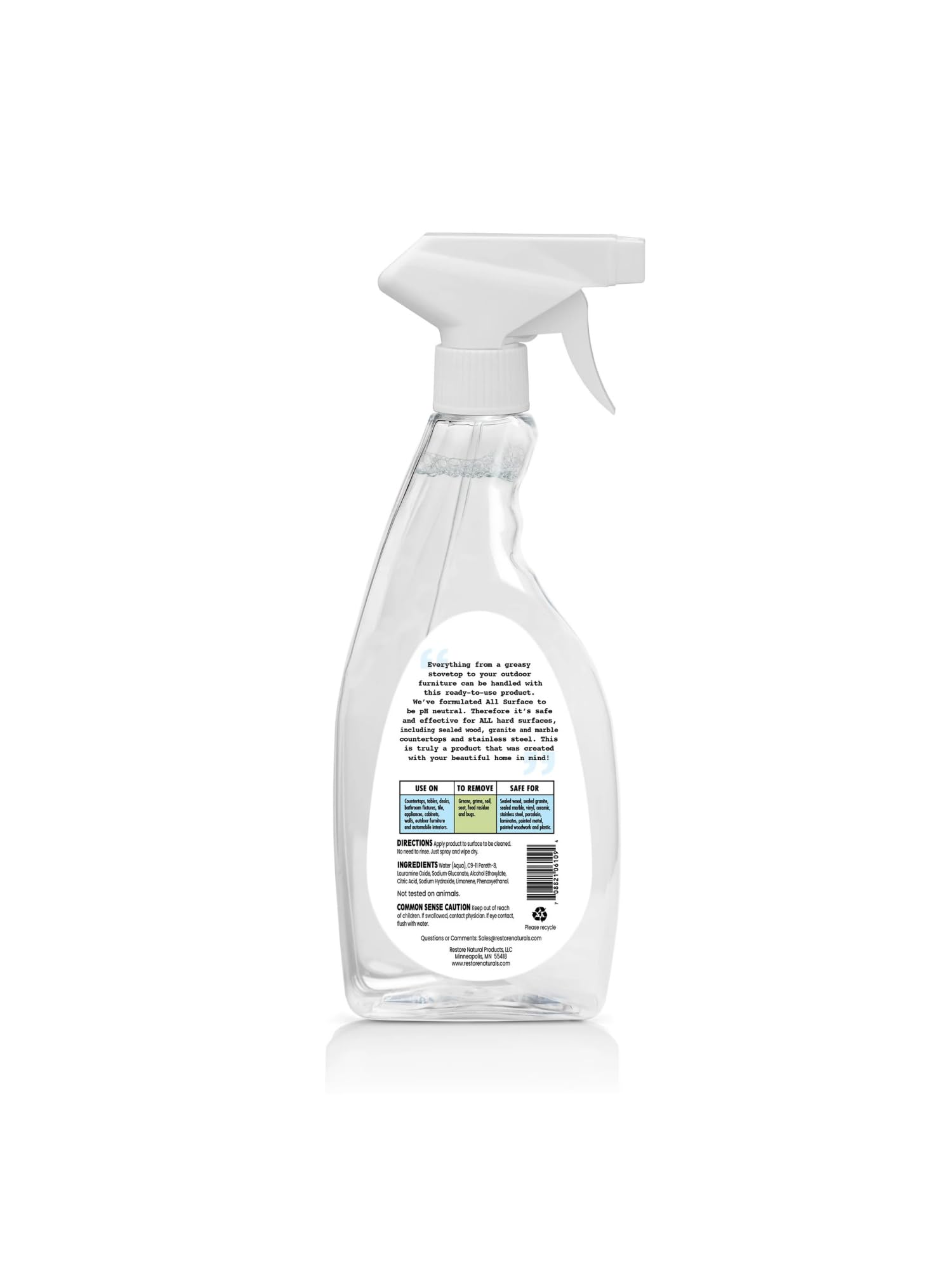 Restore Naturals All Surface Household Outdoor, Furniture, Car, Table Top, Tiles, Floor and Bathroom No Scrub Multi Use Cleaner - 22 fl. oz.
