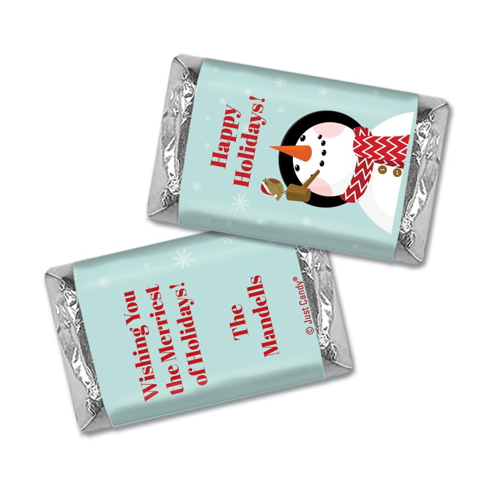 Christmas Candy 75ct Personalized Holiday Snowman Miniatures Chocolate (75 Count) Assortment of Krackel, Mr. Goodbar, Milk & Dark Chocolate