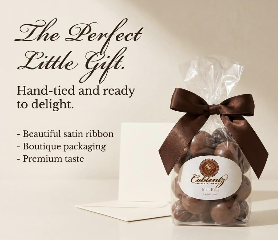 Coblentz Chocolate Milk Chocolate Malt Balls Gift Bag with Bow, 7 Oz