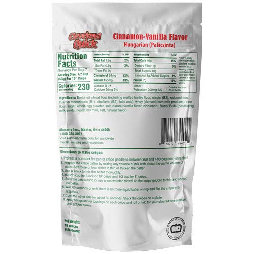 Alamarra - Cinnamon Vanilla Instant Crepe Mix - Five 16 Oz. Packages
