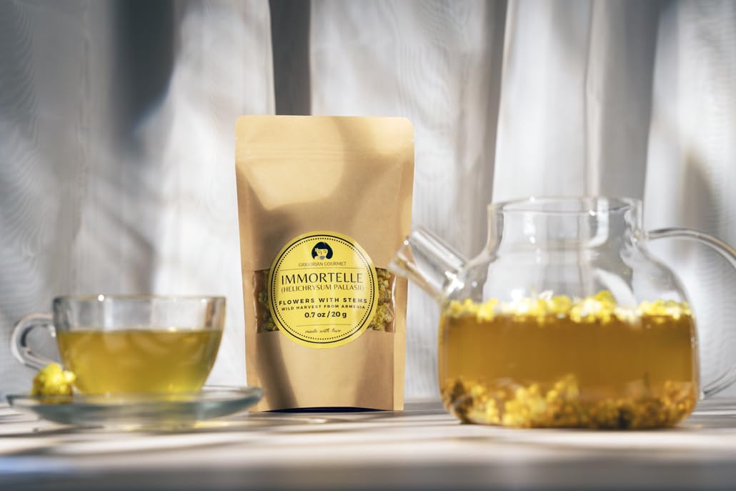 Immortelle (Helichrysum Pallasii) 0.7 OZ (20g) Dried Flowers with Short Stems, Loose Herbal Tea | Wild-Harvested from the Mountains of Armenia |