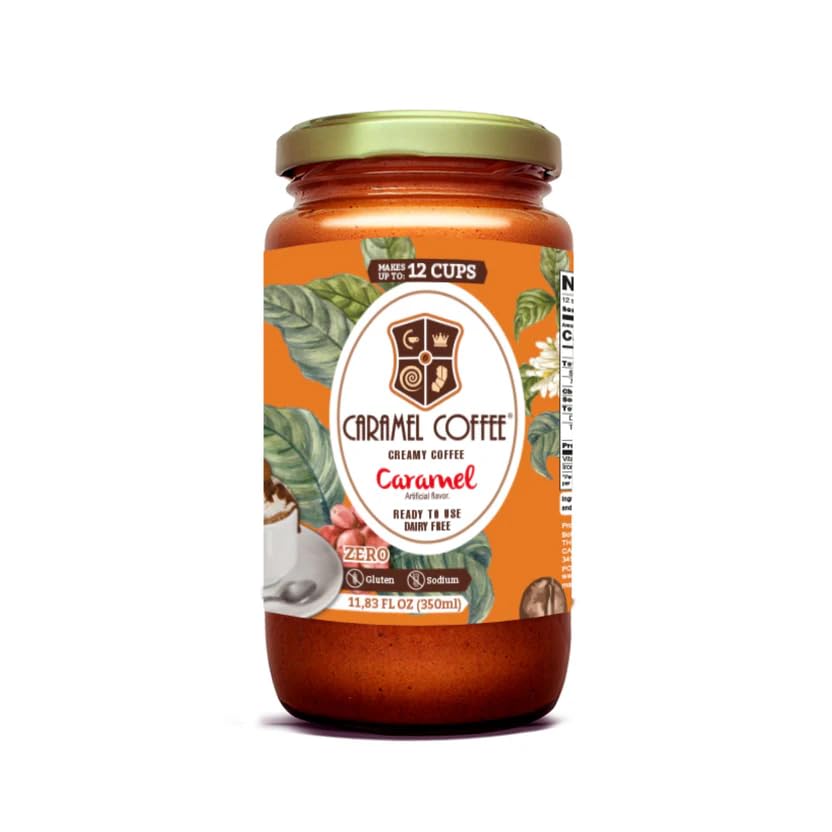 Creamy Coffee Caramel - Instant Coffee Cream, Dairy Free, Gluten Free, Zero Sodium - Ready to Use, 12 Servings - 11.8 fl oz
