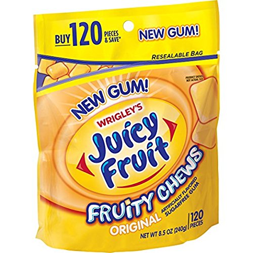 Juicy Fruit Fruity Chews Original Sugarfree Gum, 120 piece bag (3 Pack)