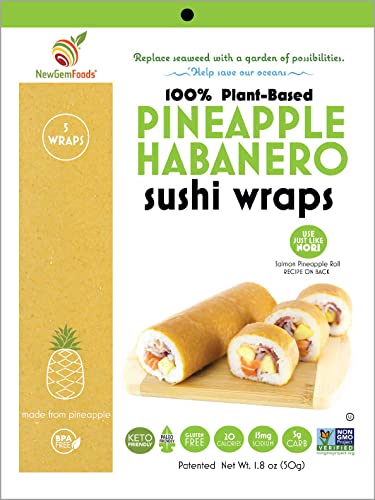 Pineapple Habanero Sushi Wraps (5 Count) - Gluten-Free, Vegan, Plant-Based Low-Carb Wraps - Non-GMO, Paleo-Friendly, Sweet & Spicy Nori Wrap