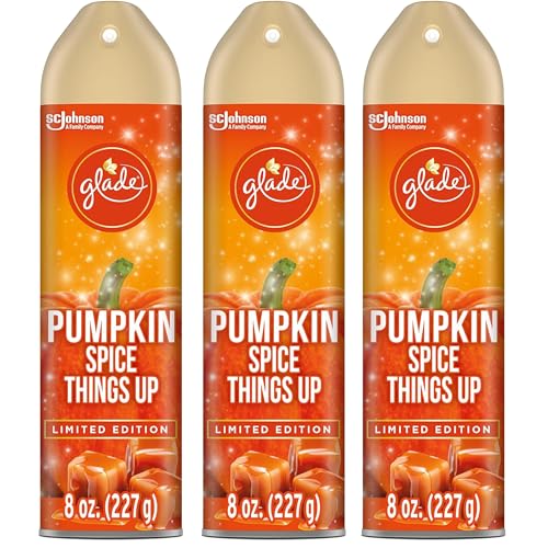 Glade Air Freshener Spray, 3 Pack, Pumpkin Spice Things Up Fall Harvest Scent, Limited Edition Holiday Collection, Pumpkin Spice Thanksgiving Scented