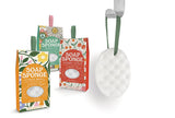 Studio Oh! Be All Smiles Soap Sponge, Cherry Apple Scent - 2-in-1 Body Wash Infused Bath Sponge & Shower Scrubber with Hanging Ribbon, Up to 40