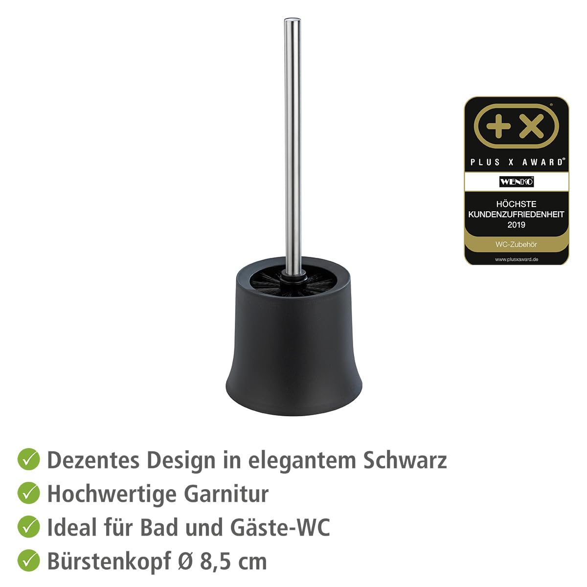 Basic Toilet Brush, Toilet Bowl Cleaner Brush with Holder, Toilet Bowl Brush, Toilet Brush with Holder, Plastic, Weiß, Dimensions 5.5 x 15 x 5.5 in