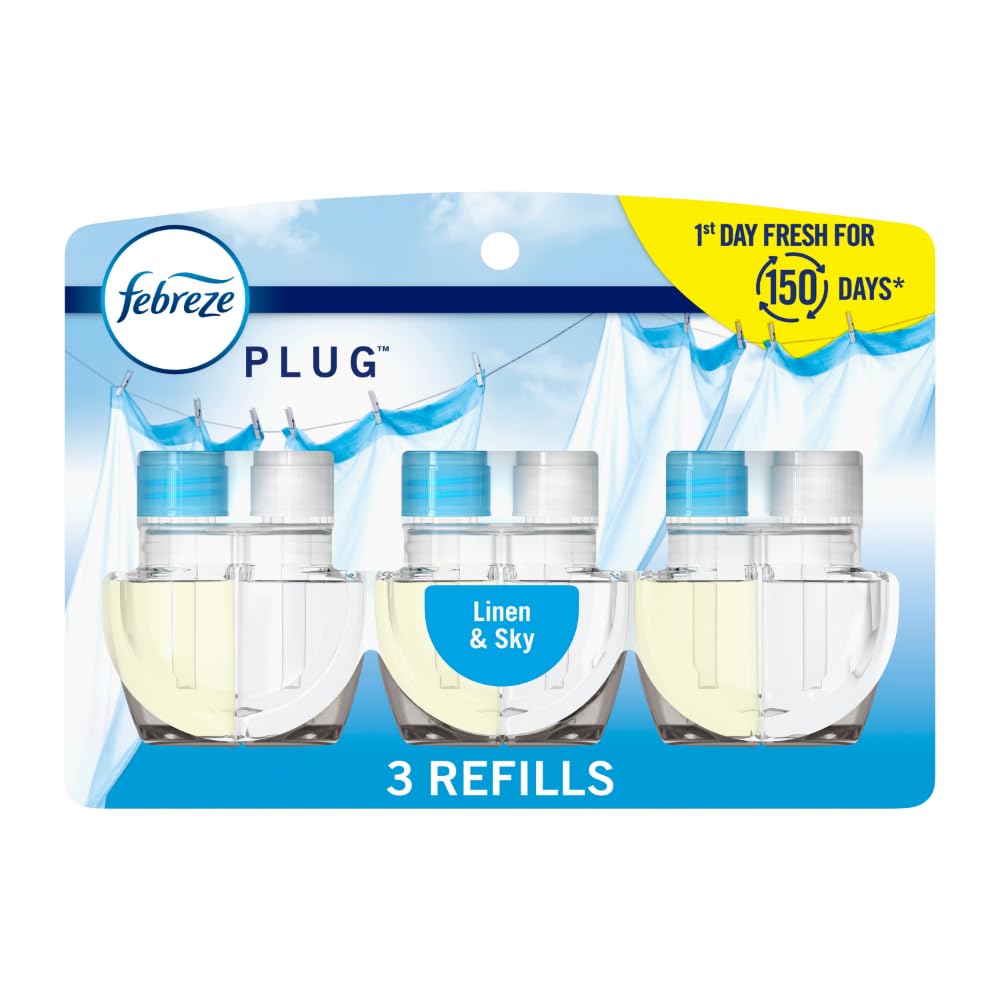 Febreze Plug-In Air Freshener, Odor-Fighting Scented Oil Refill, Air Fresheners for Home and Bathroom and Kitchen, Long Lasting for Strong Odors
