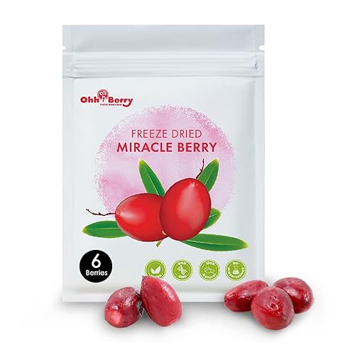 Ohh! Berry Miracle Berry [all 6 of them],Miracle Berries are 100% Natural & Freeze-Dried Friut Snacks to Turn Sour To Sweet and Reduce Sugar Use