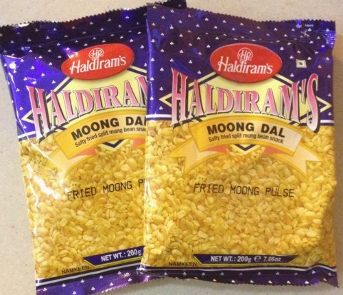 Haldiram's Moong Dal - Salty Fried Split Moong Bean Snack / 200g., 7.06oz. (Pack of 2) by Haldiram