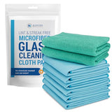 Claro 2 Step Glass Cleaning Cloth 8-Pack - Green Wet & Blue Dry Microfiber Towels Cleaning for Windows, Mirrors & Glass - Streak and Lint Free Cloth