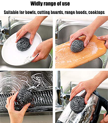 16 PCS Stainless Steel Sponges Scrubbers Cleaning Ball Utensil Scrubber Density Metal Scrubber Scouring Pads Ball for Pot Pan Dish Wash Cleaning