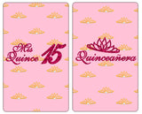 Mis Quince Miniature Candy Bar Wrapper, Quinceanera Mini Chocolate Bar Stickers for Sweet 15 Birthday Party, Table Top Event Decorations, (Set of 60)