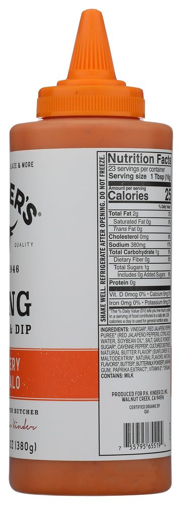 Kinders Organic Buttery Buffalo Wing Sauce, 13.4 OZ