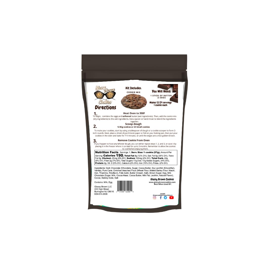 Glassy Brown Cookies - Forever Fudge Cookie Mix | Soft Cookies Variety Pack | Forever Fudge Edible Cookie Dough Bites | Butter Cookies With No Preservatives | Double Chocolate Baking Mix Pack - 14.6 OZ (416g)