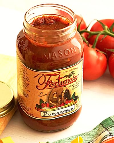 Fortuna's Puttanesca Sauce - Made in USA with Authentic Italian Recipe, All-Natural, Homemade Taste, 26 fl ozJar - Perfect for Pasta, Pizza, and More