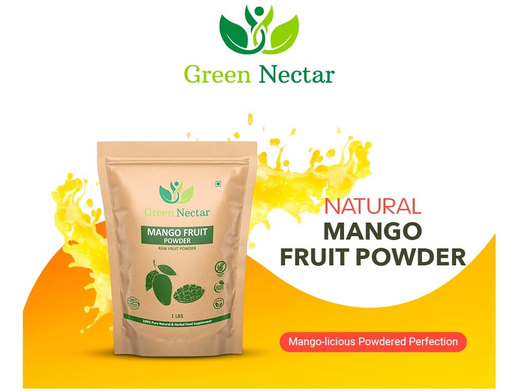 Natural Mango Fruit Powder - 1 lb - Non-GMO, Vegan, Gluten Free, Kosher, Vegan, Paleo, Raw - Green Nectar (16 Oz - 1 Pack)