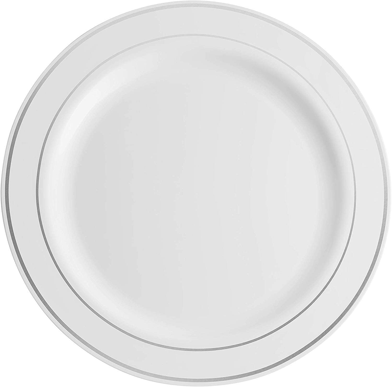 Munfix 60 Silver Plastic Plates Set, 30 Pcs 10.25 Inch Dinner and 30 Pcs 7.5 Inch Plastic Dessert Plates, Elegant Fancy Heavy Duty Disposable Plates