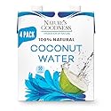 Nature's Goodness Coconut Water No Sugar Added - Unsweetened, Fat Free, Plant-Based Electrolyte Drink - 4 Pack 44.8 Fl Oz Total (4 x 330 ml)