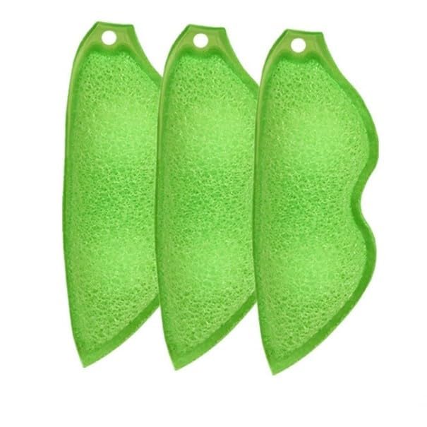 3 Pcs Green Multipurpose Bean Shaped Sponge Set, Heat Resistant Bottle and Internal Cleaning Sponges, Reusable entreprises Bottle Cleaning Tools