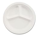 Chinet Paper Dinnerware, 3-Compartment Plate, 10.25" Dia, White, 500/carton