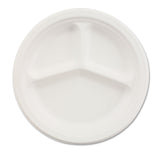 Chinet Paper Dinnerware, 3-Compartment Plate, 10.25" Dia, White, 500/carton