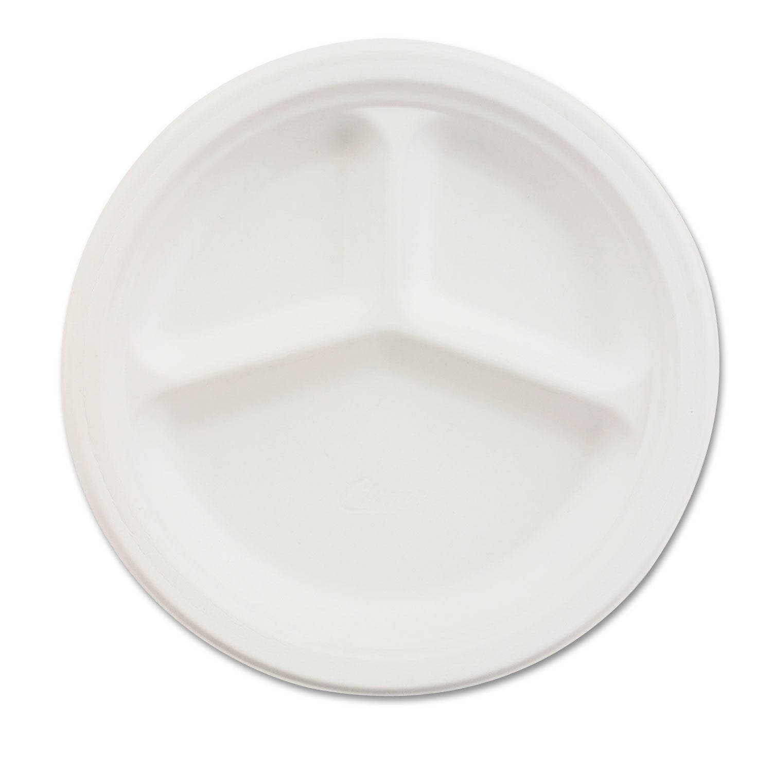 Chinet Paper Dinnerware, 3-Compartment Plate, 10.25" Dia, White, 500/carton
