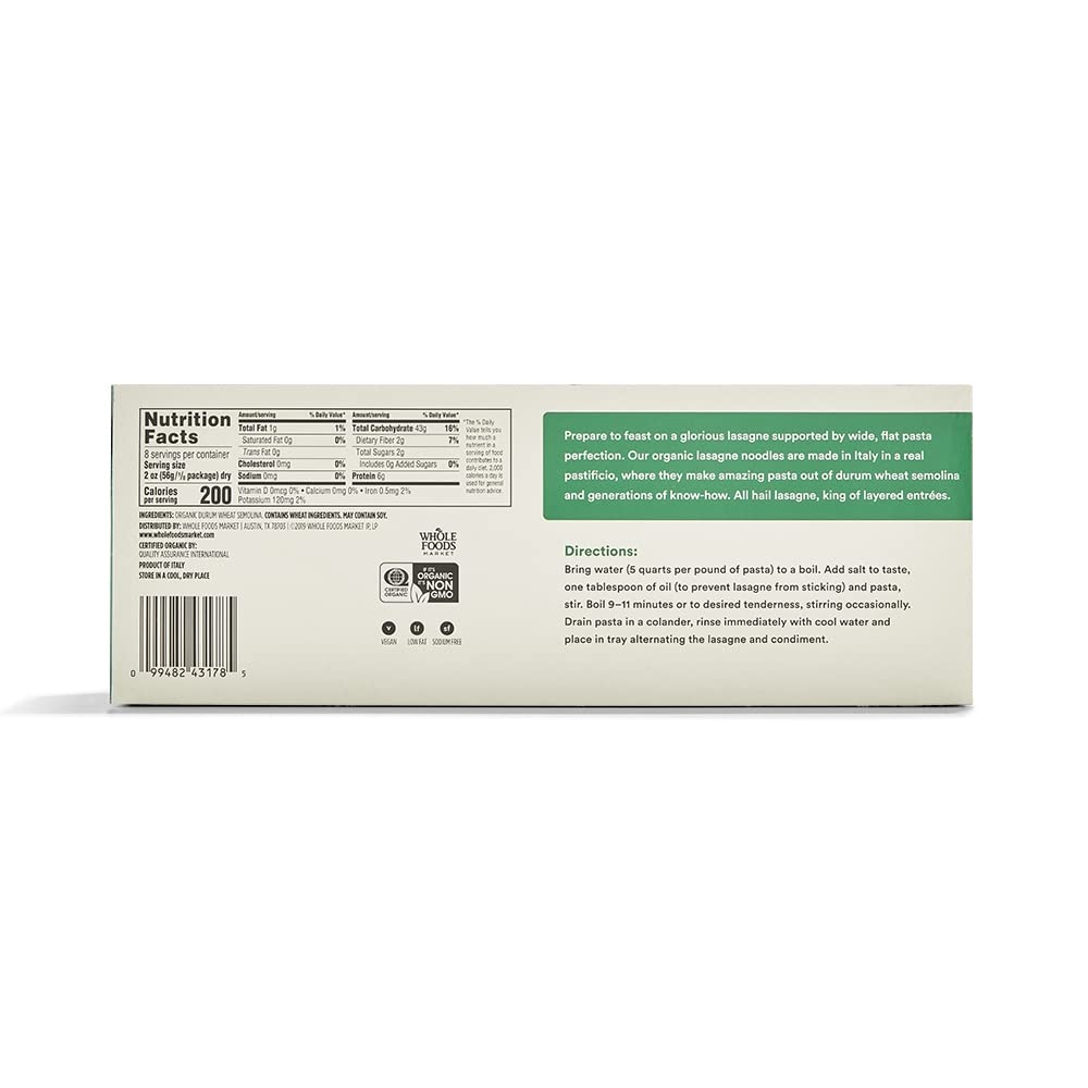 365 by Whole Foods Market, Organic Lasagne, 16 Ounce