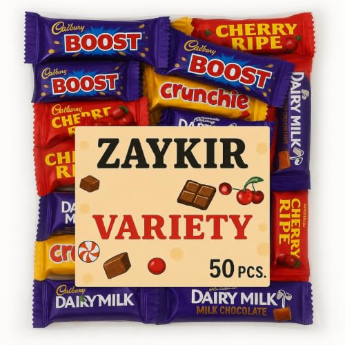 Cadbary Chocolate Bars Bulky Bag Candy for Parties & Gifts (Variety Mix - 50Pc)
